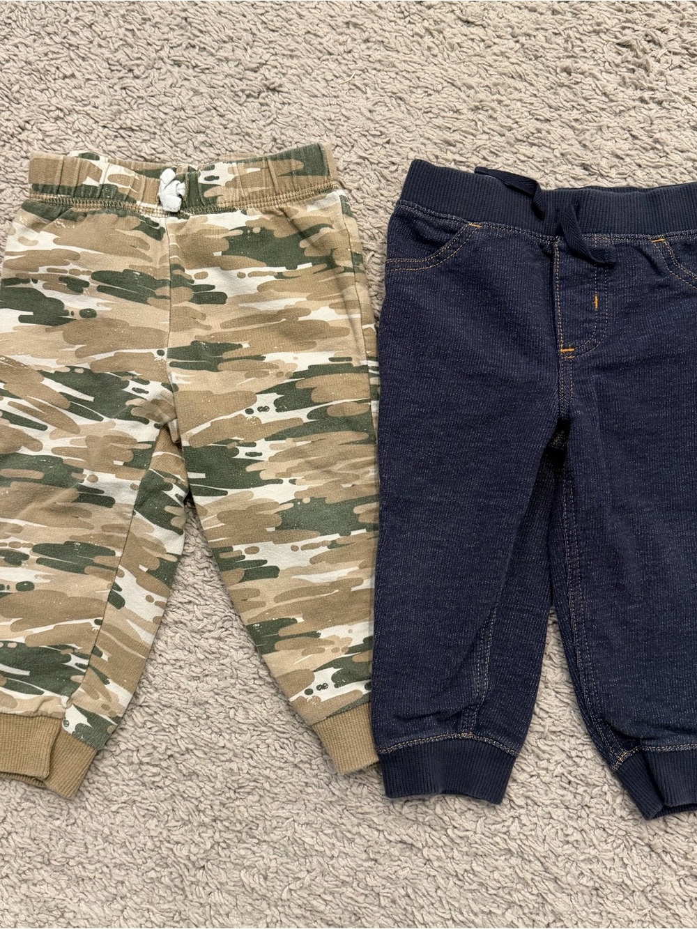 Carter's Boys Camo Joggers & Navy Knit Pants - Green, Tan, Navy